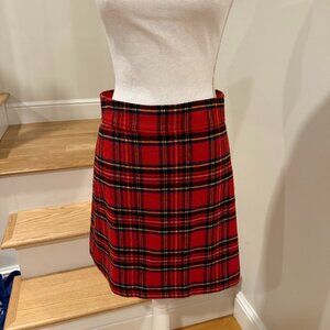 J Crew Wool-blend A-line mini skirt Bright Red Size 4